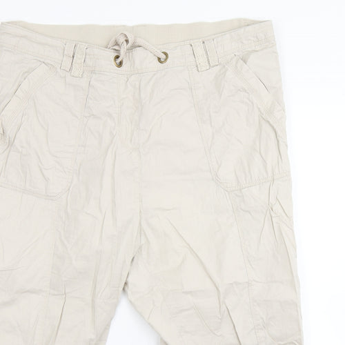 Peacocks Womens Beige   Cropped Trousers Size 18 L23 in