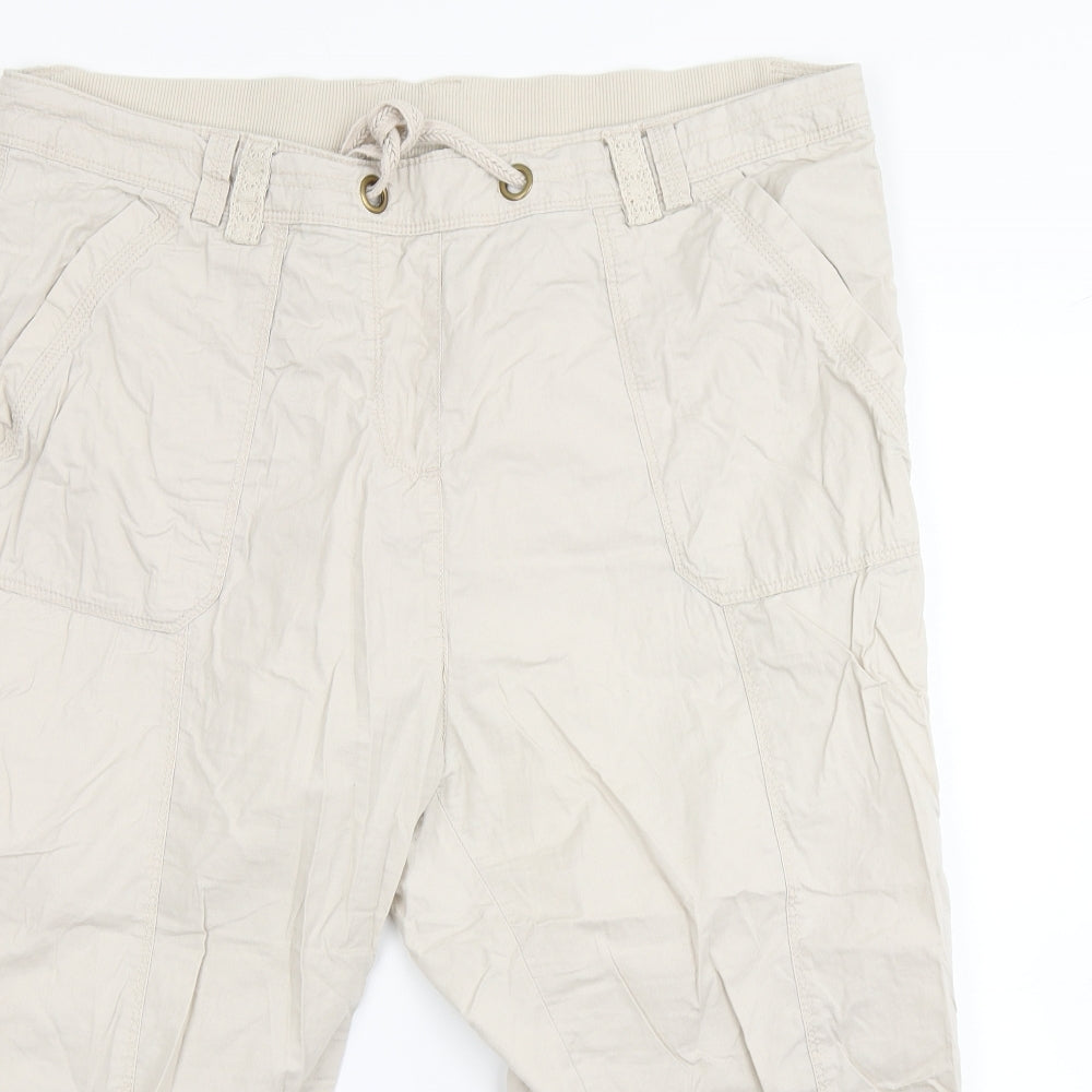 Peacocks Womens Beige   Cropped Trousers Size 18 L23 in