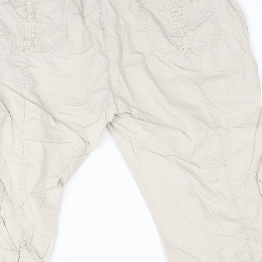 Peacocks Womens Beige   Cropped Trousers Size 18 L23 in