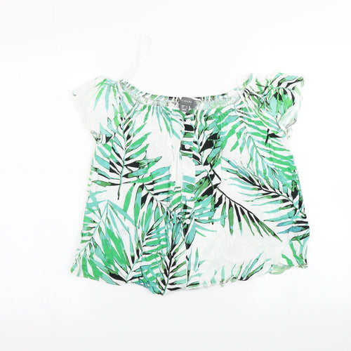 Primark Womens Green   Basic T-Shirt Size 6  - Leaf print