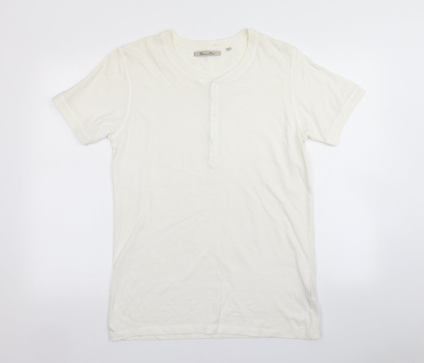 Brave Soul Mens White    T-Shirt Size L