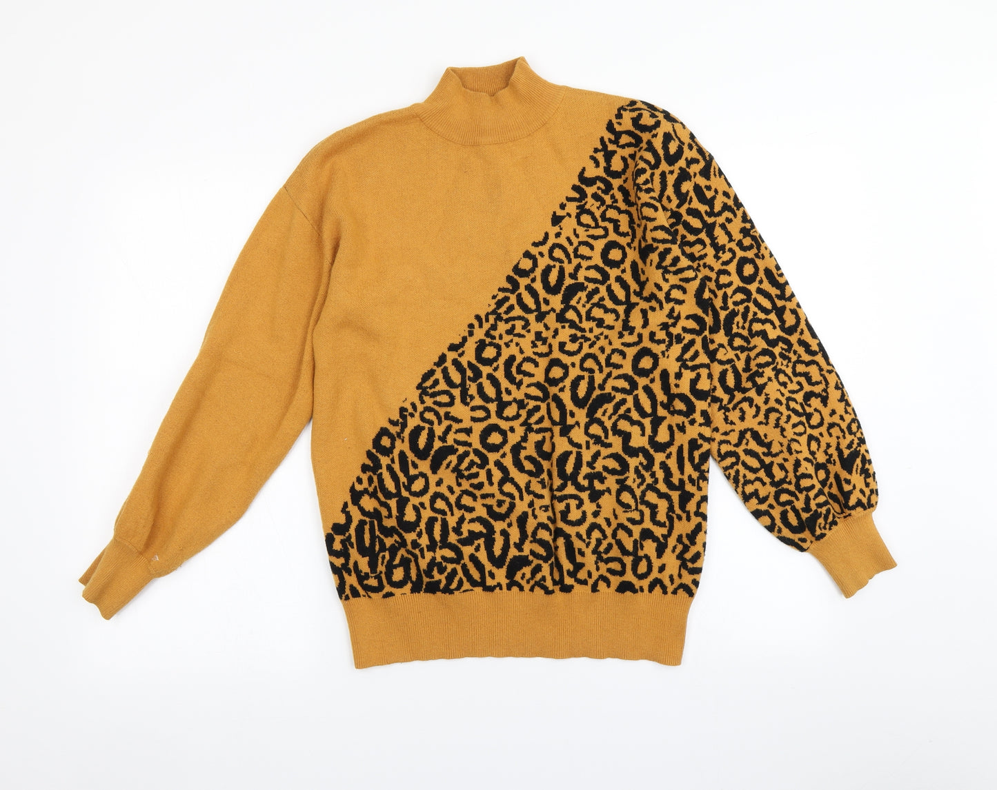 Blue vanilla Womens Orange Animal Print  Pullover Jumper Size S