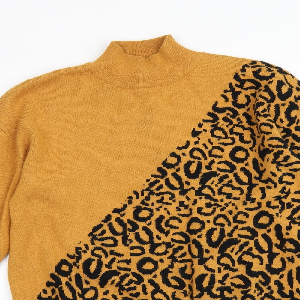 Blue vanilla Womens Orange Animal Print  Pullover Jumper Size S