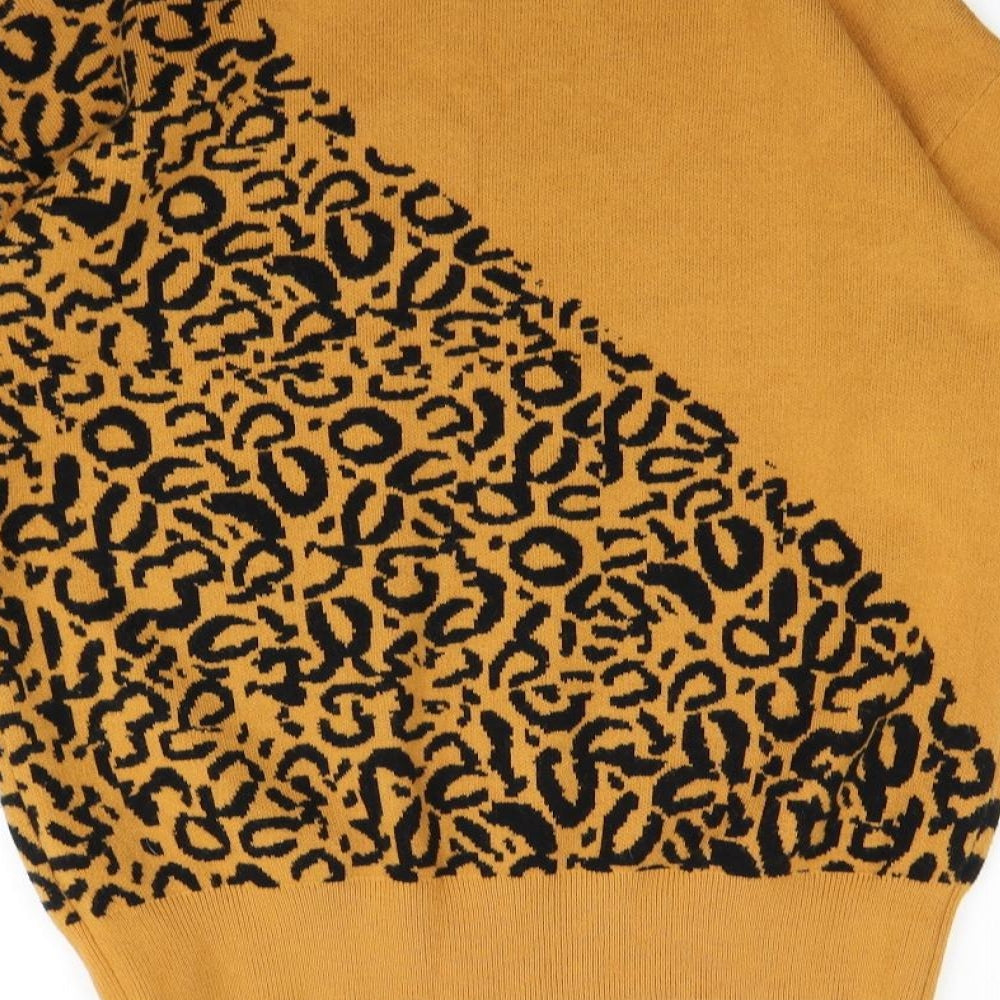 Blue vanilla Womens Orange Animal Print  Pullover Jumper Size S
