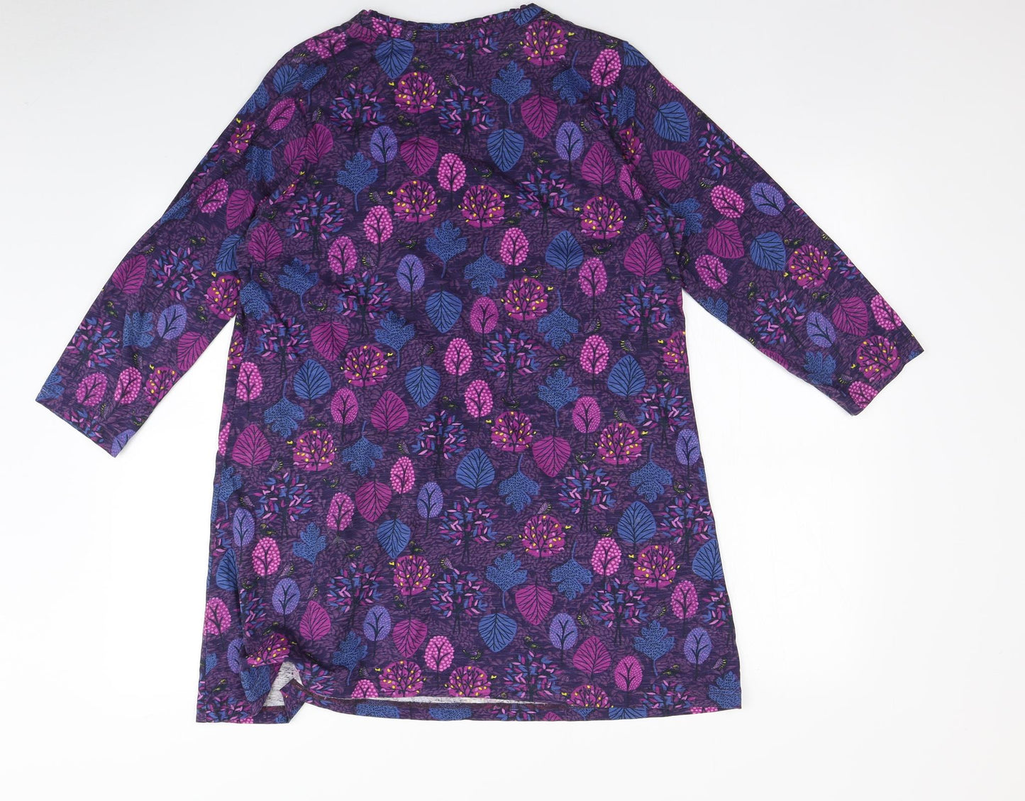 EWM Womens Purple   Basic T-Shirt Size M  - Leaf print
