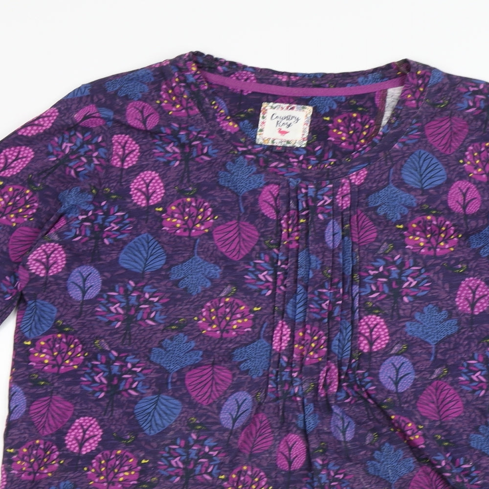 EWM Womens Purple   Basic T-Shirt Size M  - Leaf print