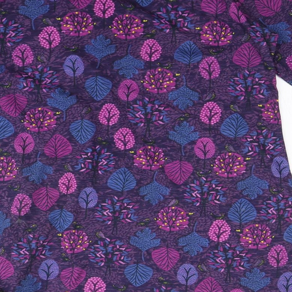 EWM Womens Purple   Basic T-Shirt Size M  - Leaf print