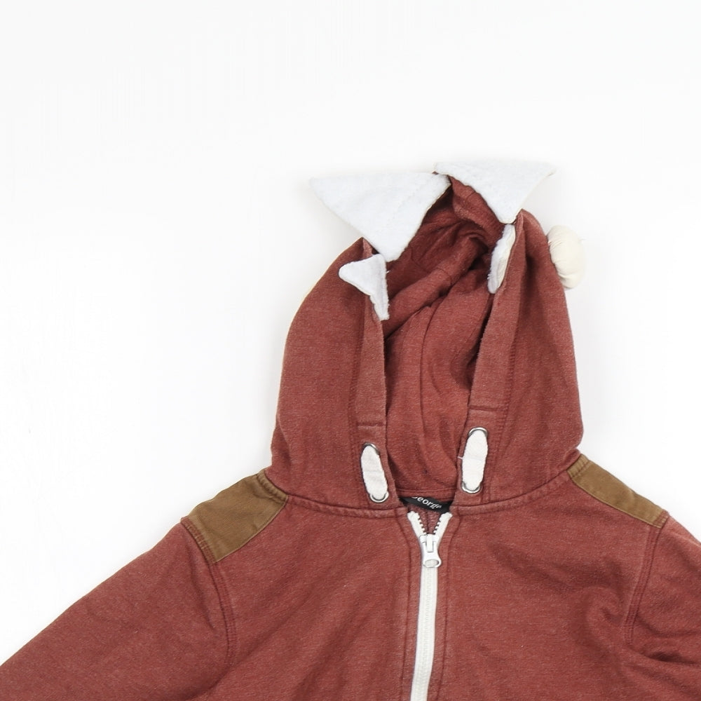 George Boys Brown   Full Zip Hoodie Size 5 Years