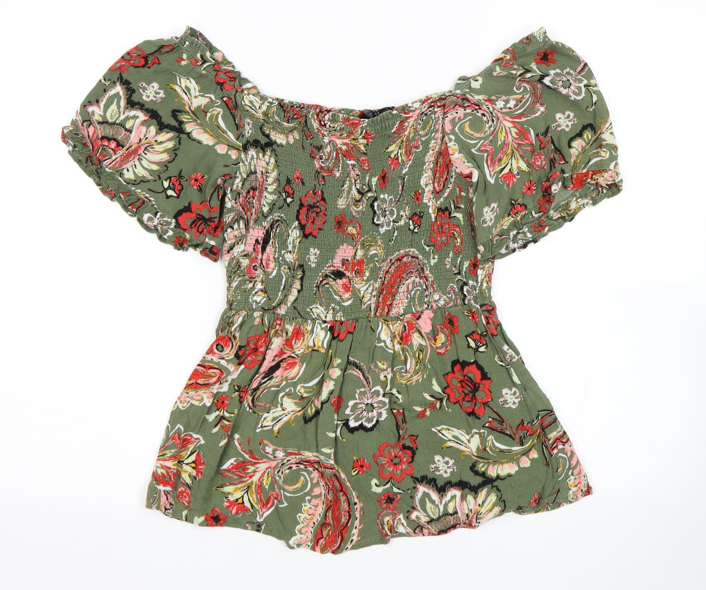 Dorothy Perkins Womens Green Floral  Basic Blouse Size 10
