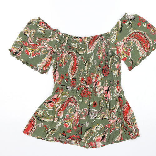 Dorothy Perkins Womens Green Floral  Basic Blouse Size 10