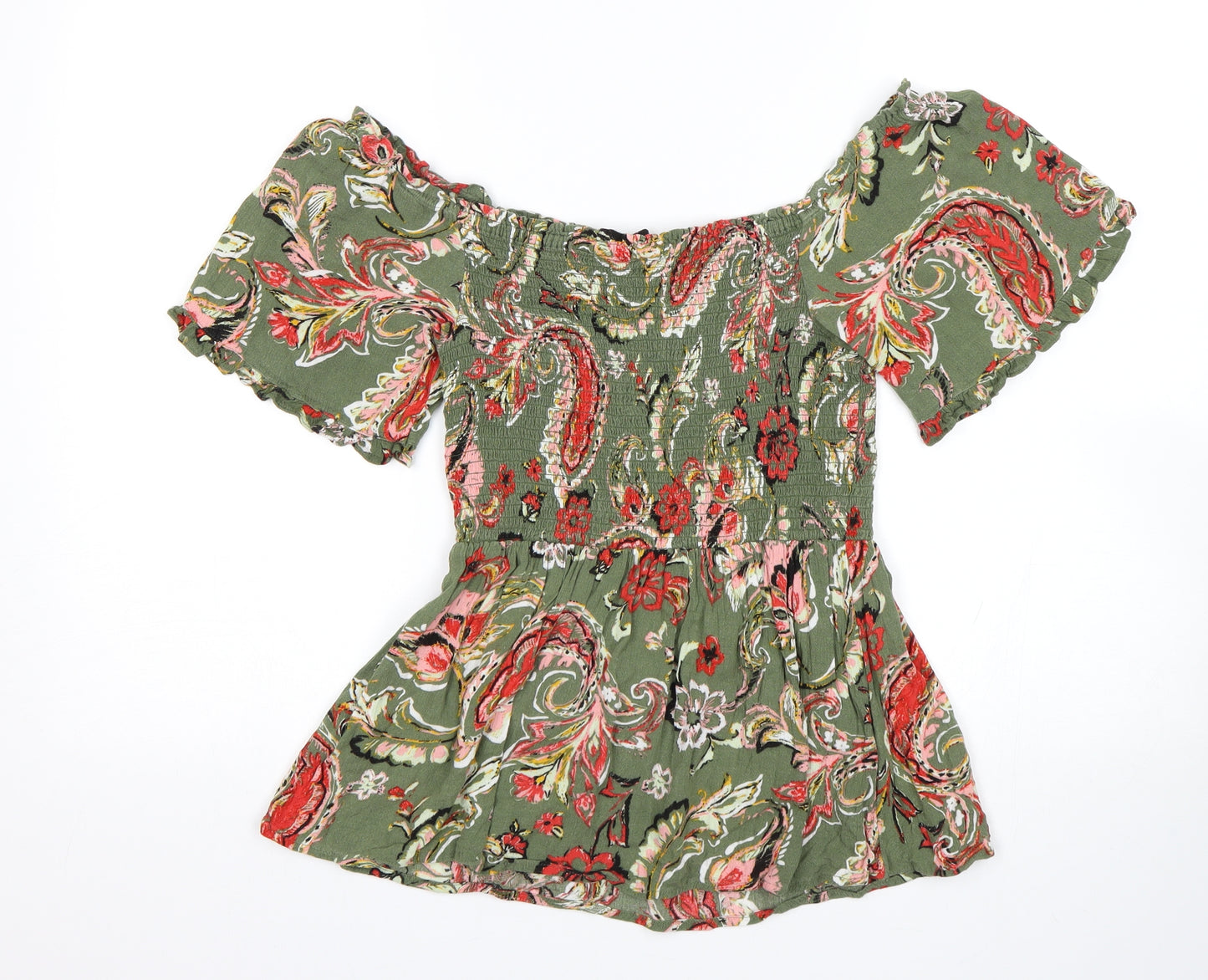 Dorothy Perkins Womens Green Floral  Basic Blouse Size 10