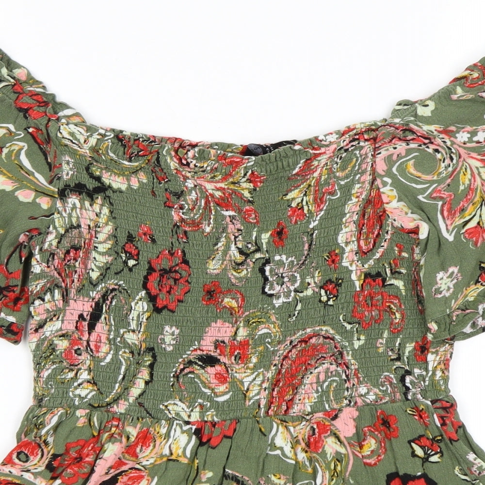 Dorothy Perkins Womens Green Floral  Basic Blouse Size 10