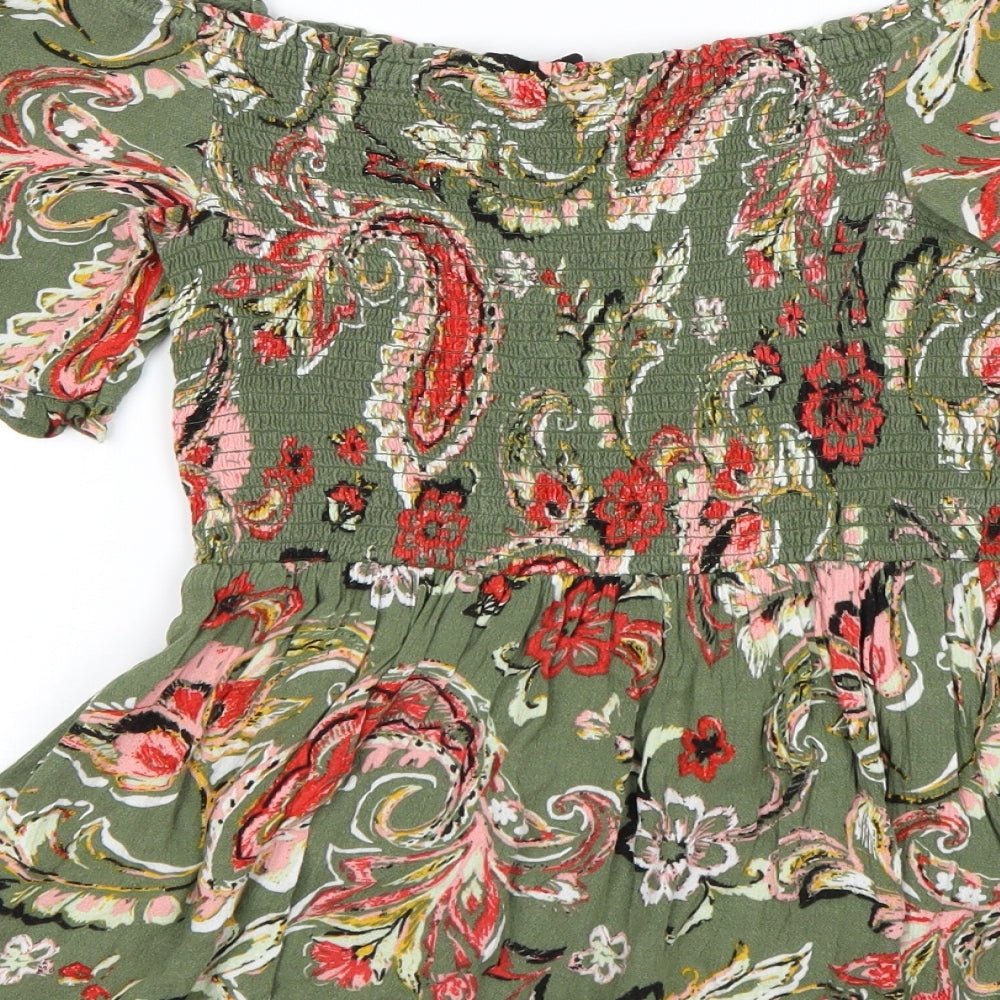 Dorothy Perkins Womens Green Floral  Basic Blouse Size 10