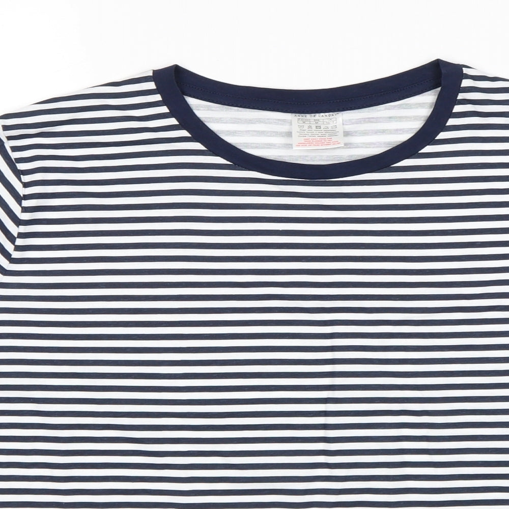 anne de lancay Womens Multicoloured Striped  Basic T-Shirt Size M
