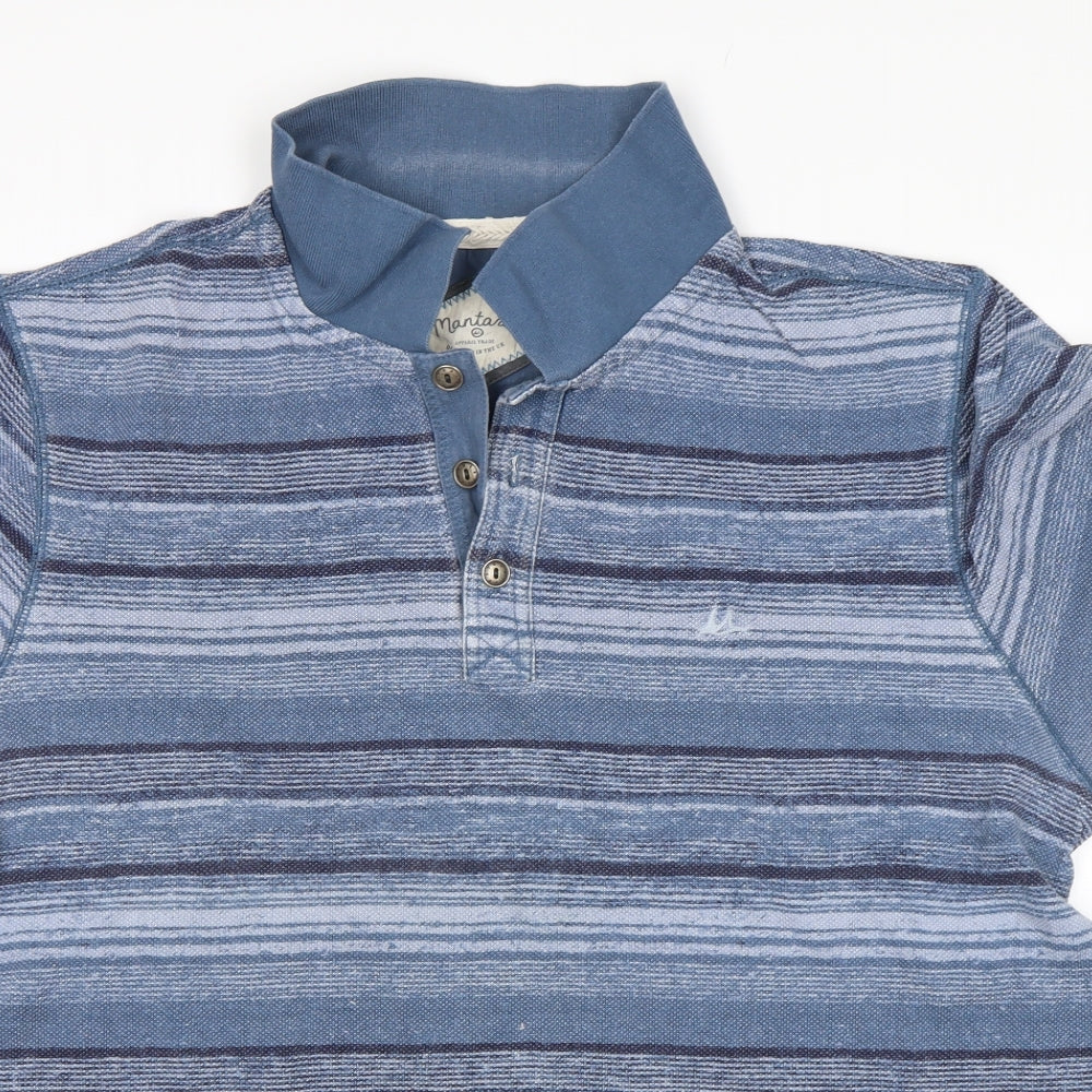 Mantaray Mens Blue Striped   Polo Size XL