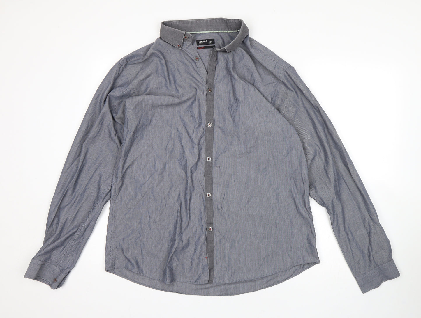 Cedar Wood State Mens Grey Pinstripe   Dress Shirt Size 17