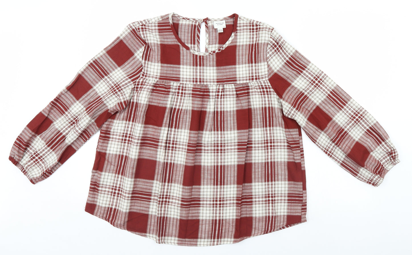 Preworn Womens Brown Plaid  Basic Blouse Size 8