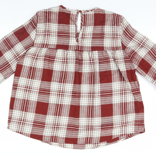 Preworn Womens Brown Plaid  Basic Blouse Size 8