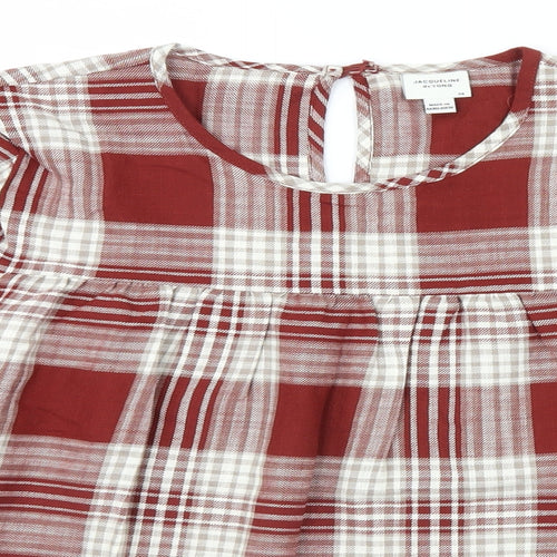 Preworn Womens Brown Plaid  Basic Blouse Size 8