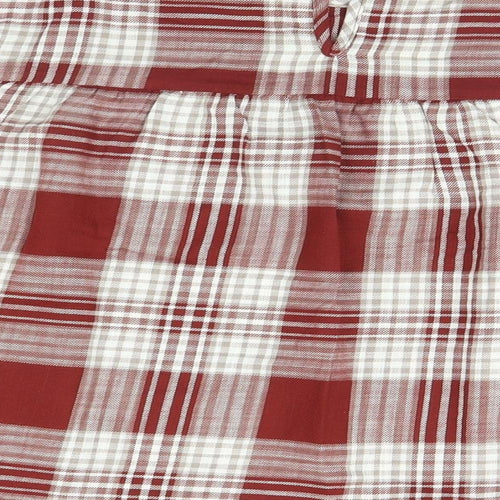 Preworn Womens Brown Plaid  Basic Blouse Size 8