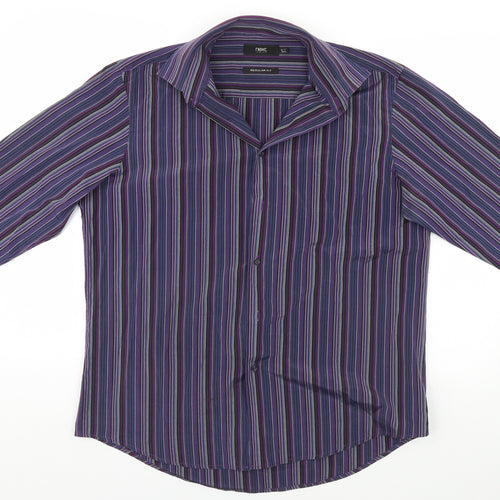 NEXT Mens Blue Striped   Button-Up Size L