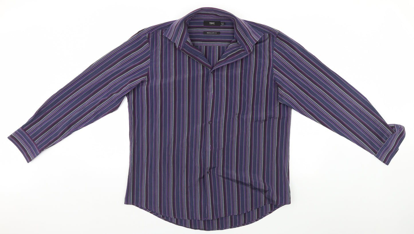 NEXT Mens Blue Striped   Button-Up Size L