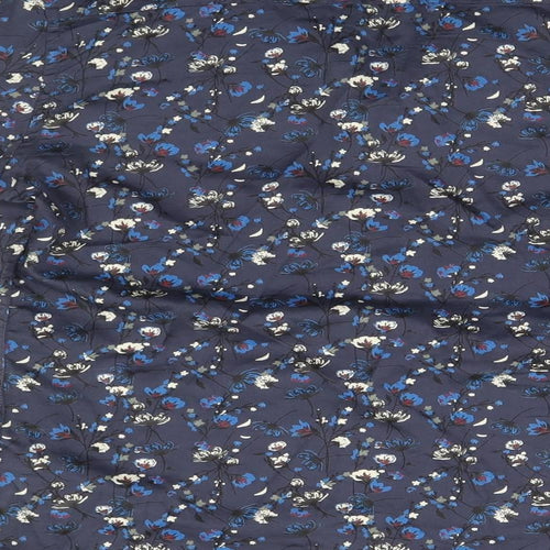 NINES Collection Womens Blue Floral  Basic Button-Up Size S