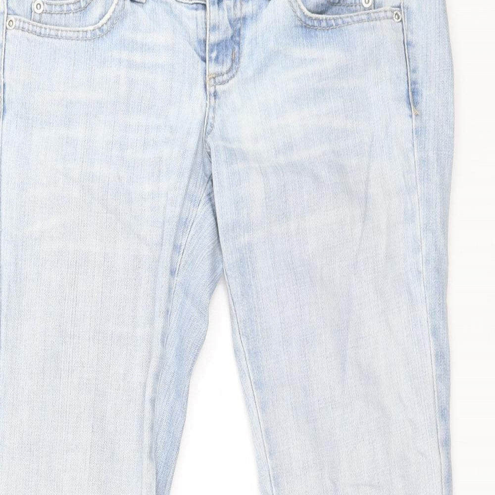 Moto Womens Blue   Wide-Leg Jeans  L30 in