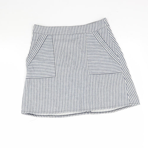 Cooperative Womens Blue Striped  A-Line Skirt Size S