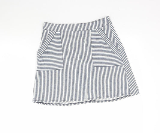 Front view of Cooperative women’s blue striped a-line skirt, size S