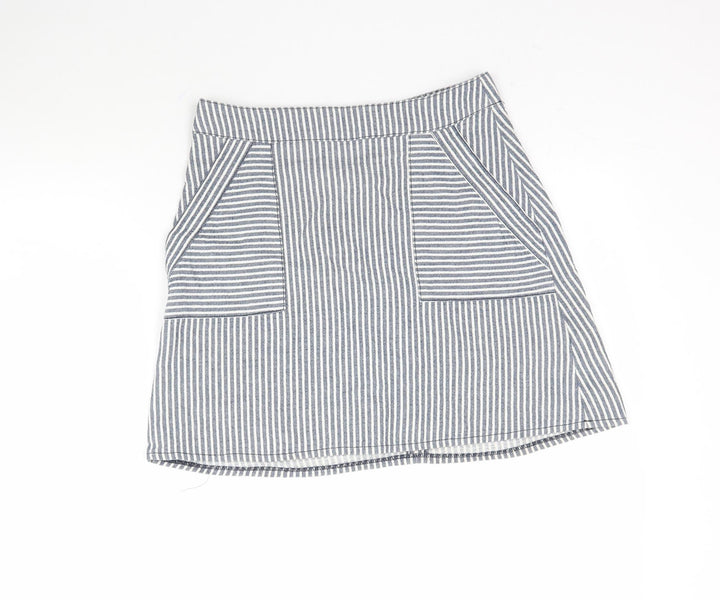 Cooperative Womens Blue Striped  A-Line Skirt Size S