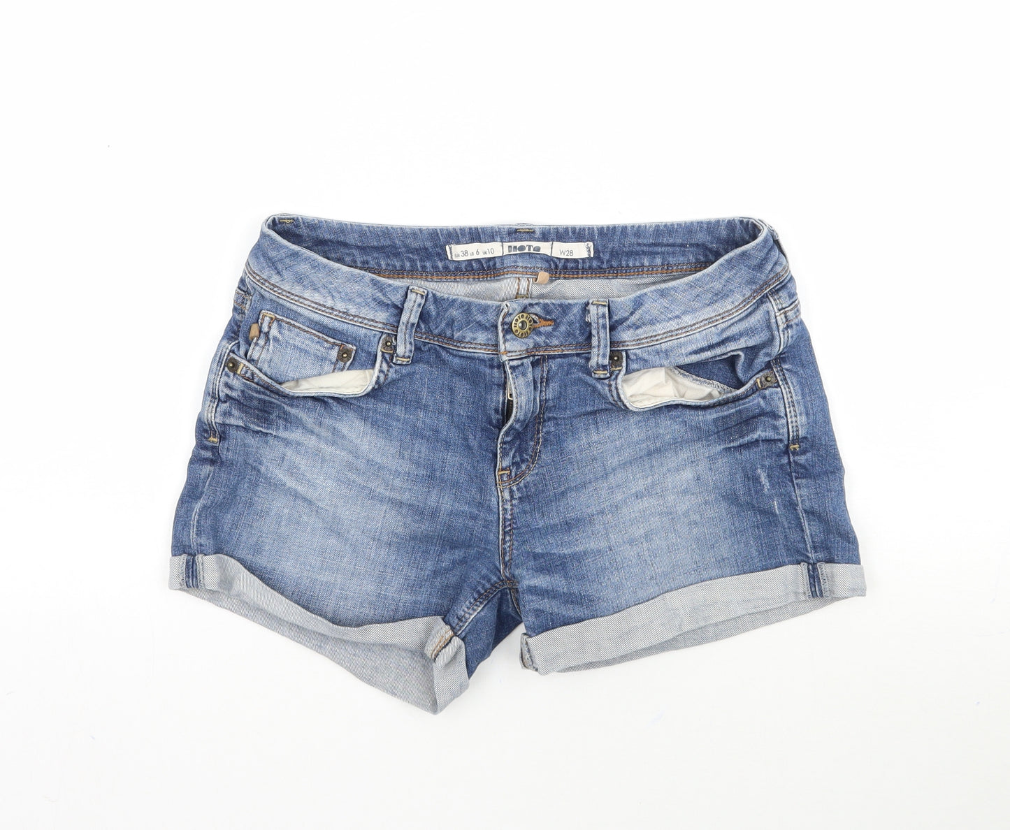 Topshop Womens Blue  Denim Cut-Off Shorts Size 10