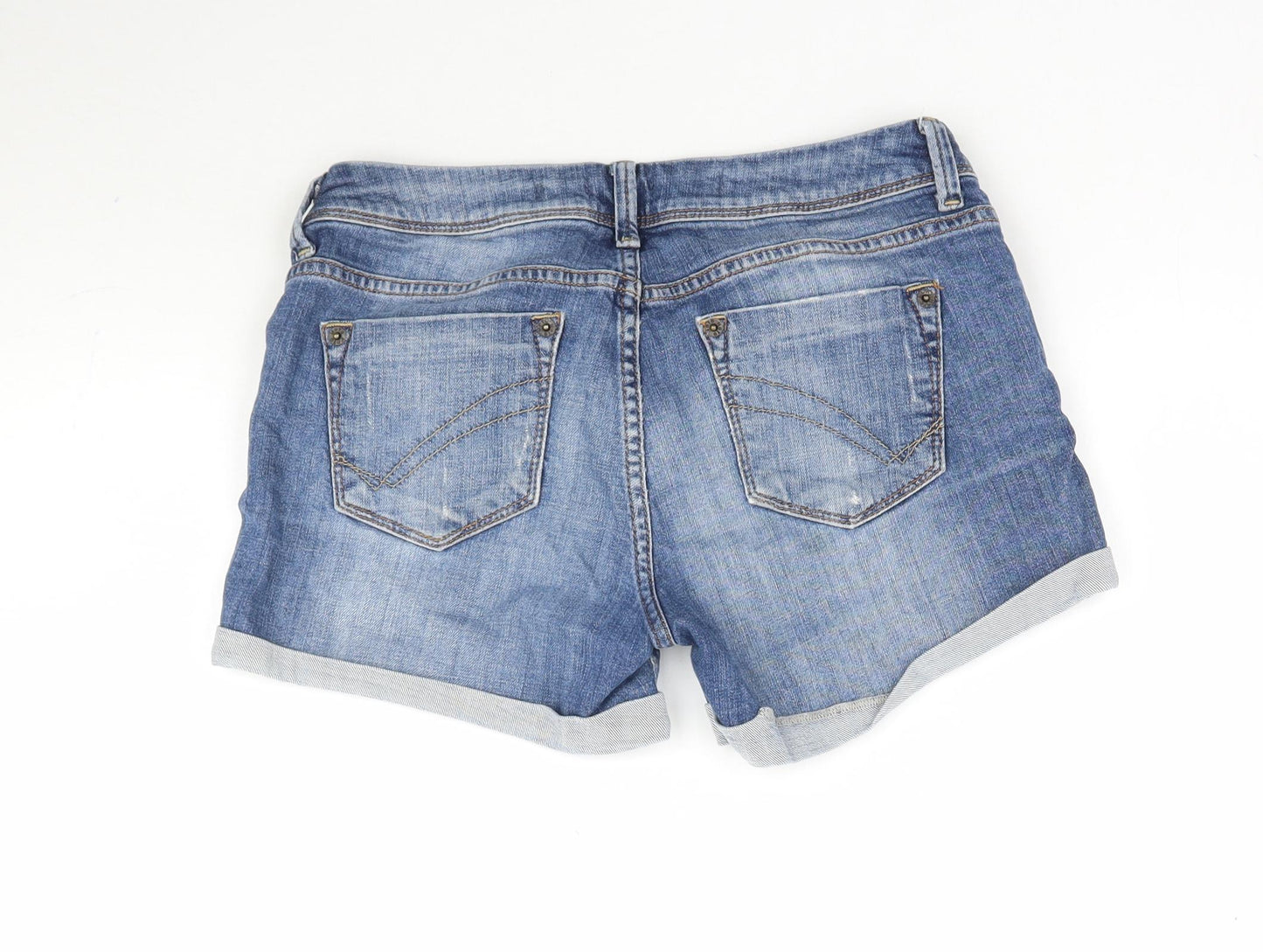 Topshop Womens Blue  Denim Cut-Off Shorts Size 10