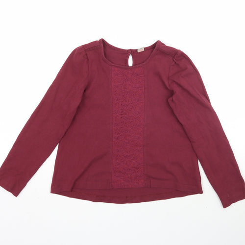 TU Girls Red   Basic T-Shirt Size 8 Years  - Lace detail