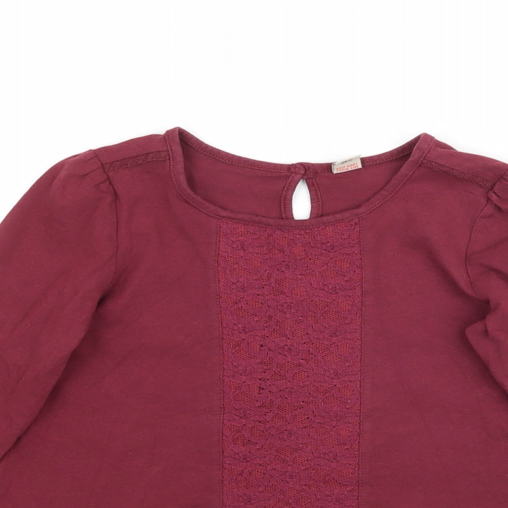 TU Girls Red   Basic T-Shirt Size 8 Years  - Lace detail