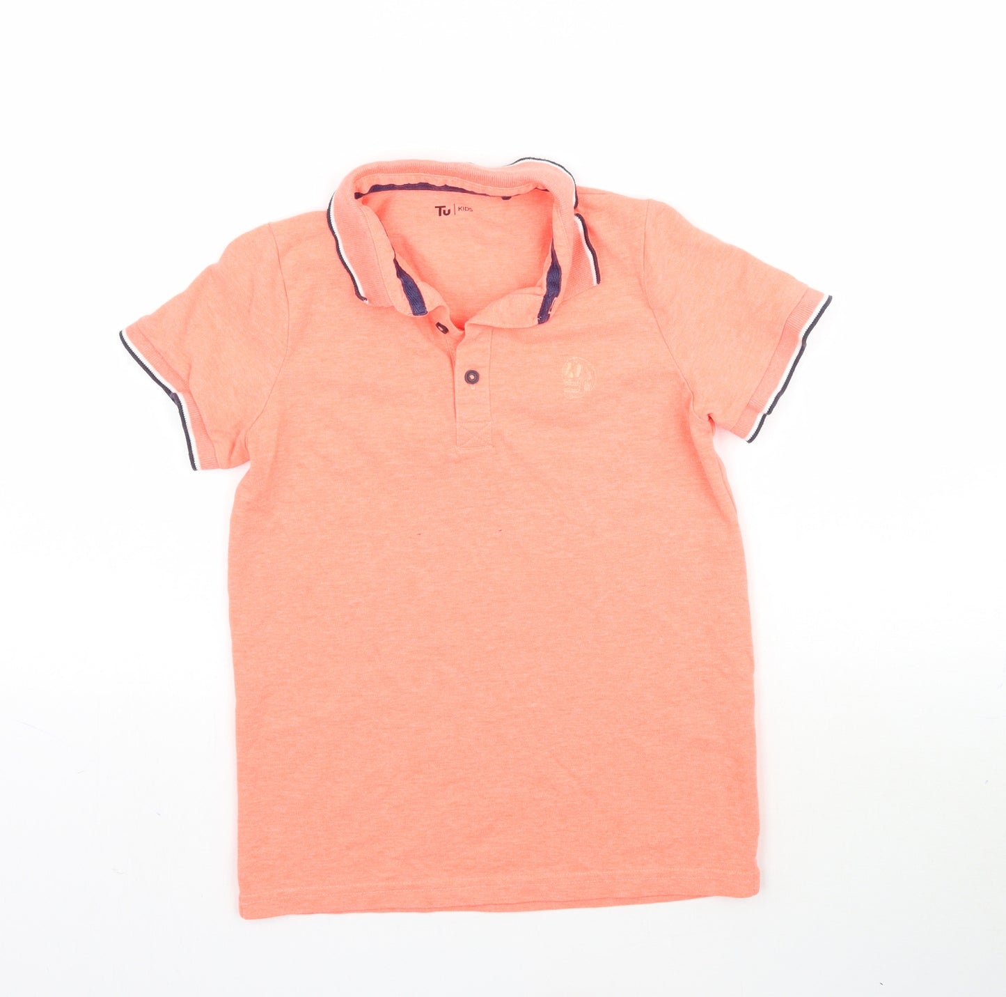 TU Boys Orange   Basic Polo Size 10 Years  - Coral Coloured