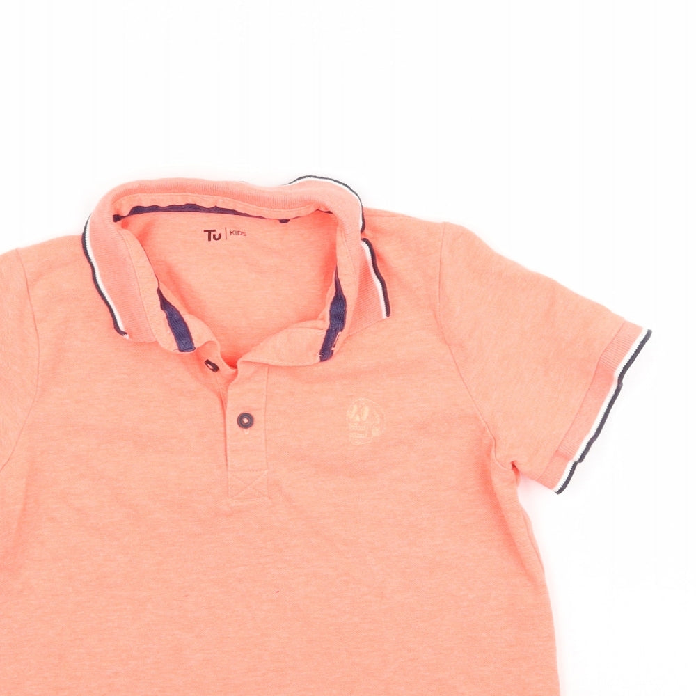 TU Boys Orange   Basic Polo Size 10 Years  - Coral Coloured