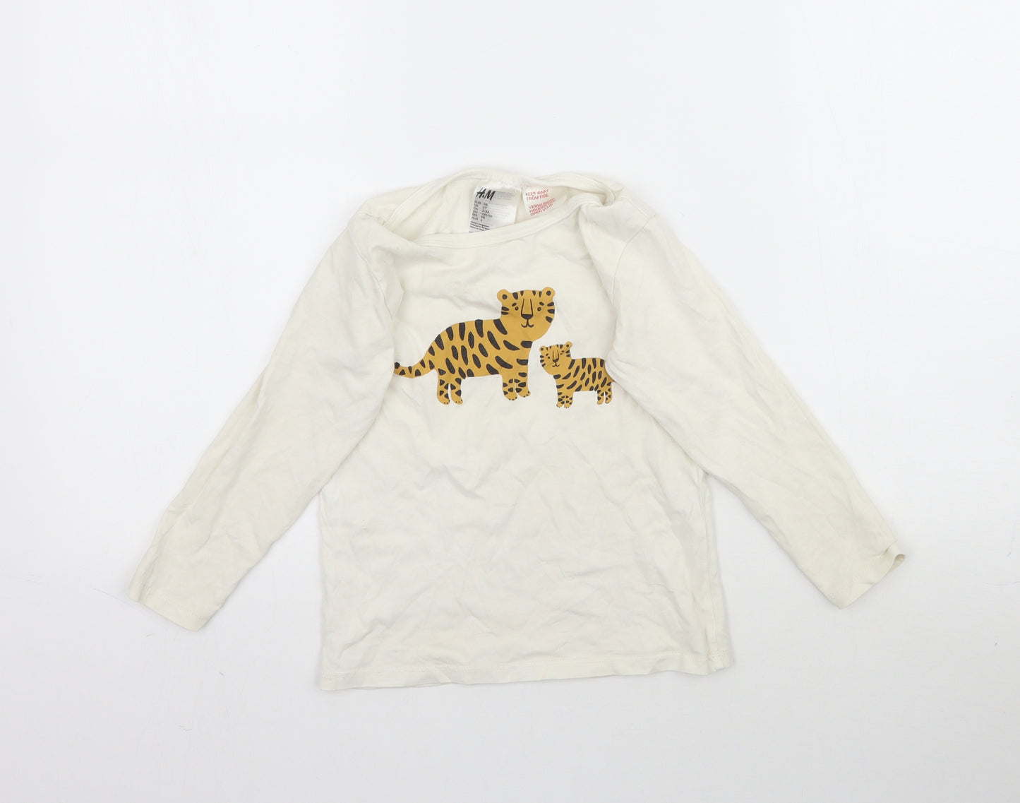 H&M Boys Ivory   Basic T-Shirt Size 2-3 Years  - Animal