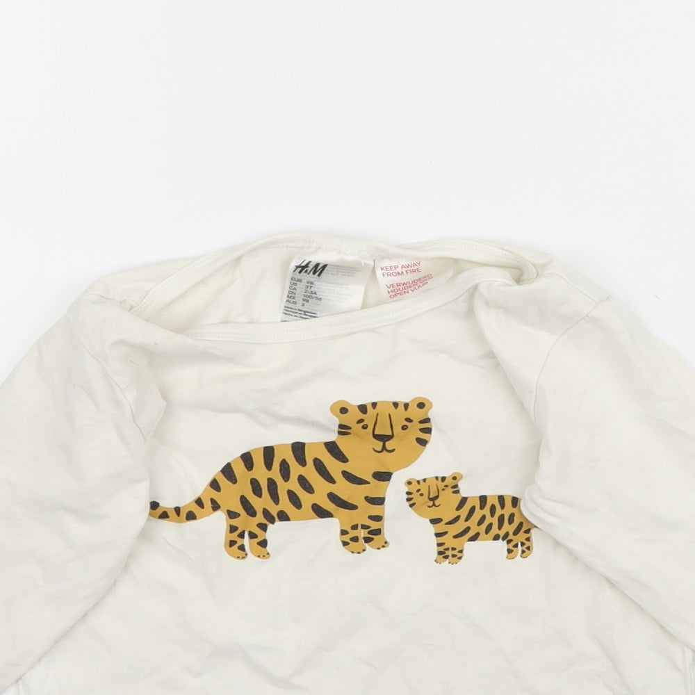 H&M Boys Ivory   Basic T-Shirt Size 2-3 Years  - Animal