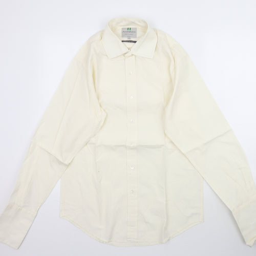 Harvie and Hudson Mens Ivory    Dress Shirt Size 16  - Cream / Pale yellow