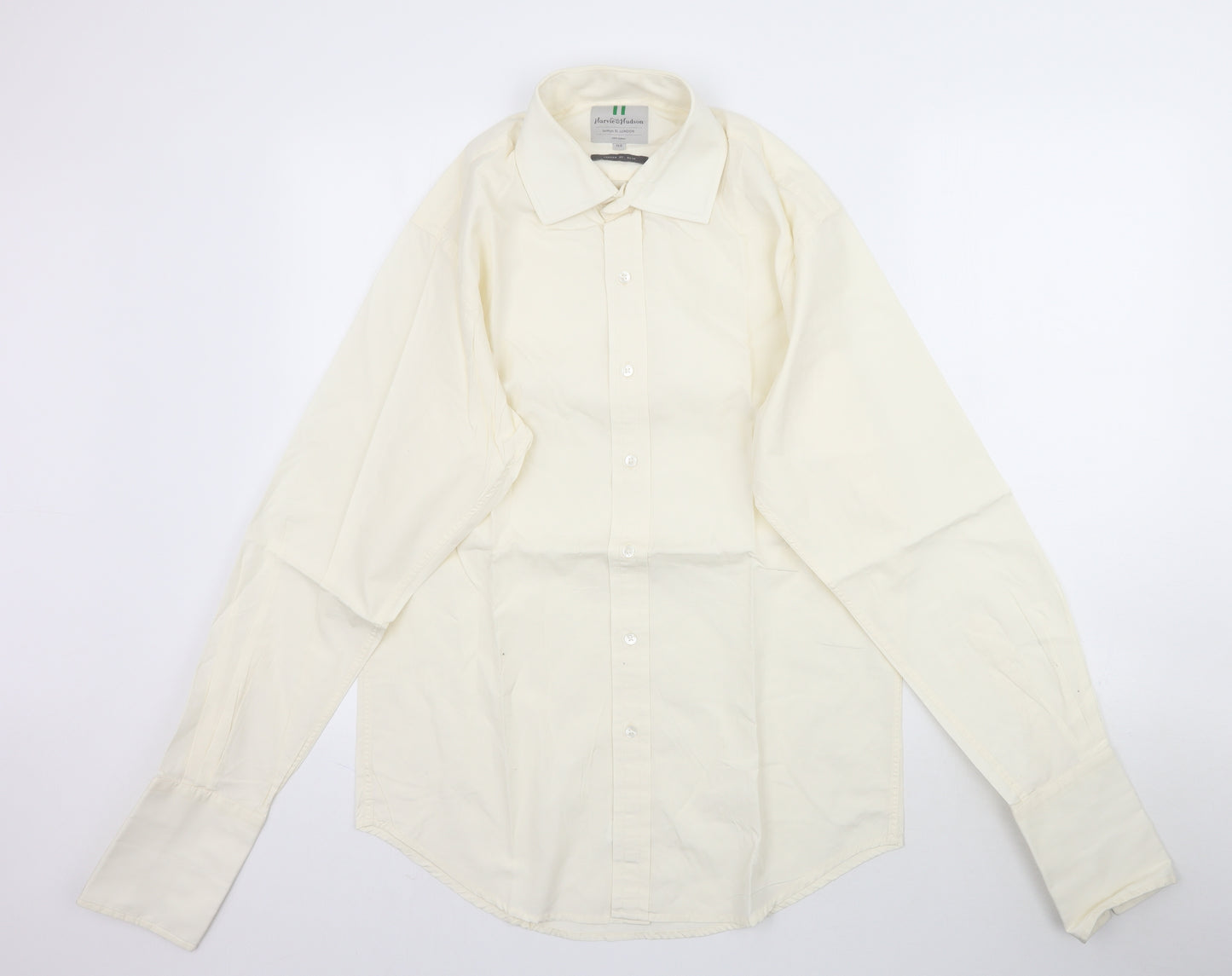 Harvie and Hudson Mens Ivory    Dress Shirt Size 16  - Cream / Pale yellow