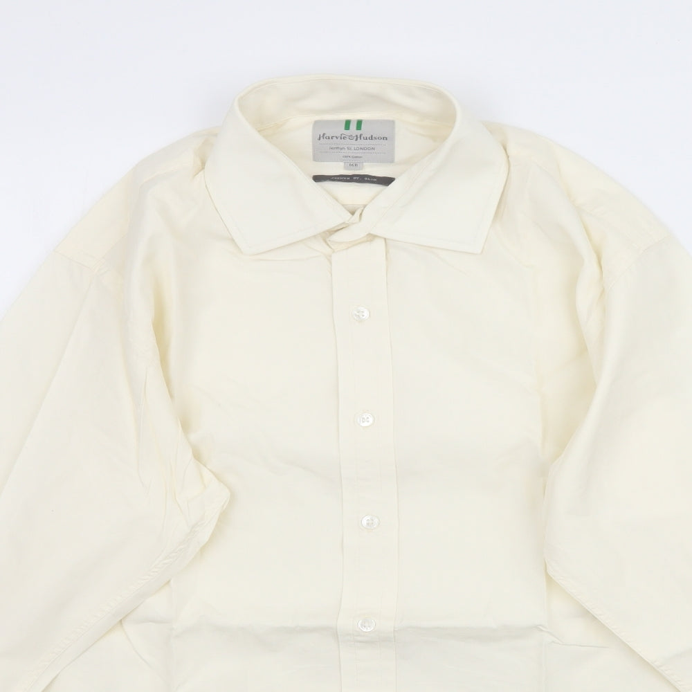 Harvie and Hudson Mens Ivory    Dress Shirt Size 16  - Cream / Pale yellow