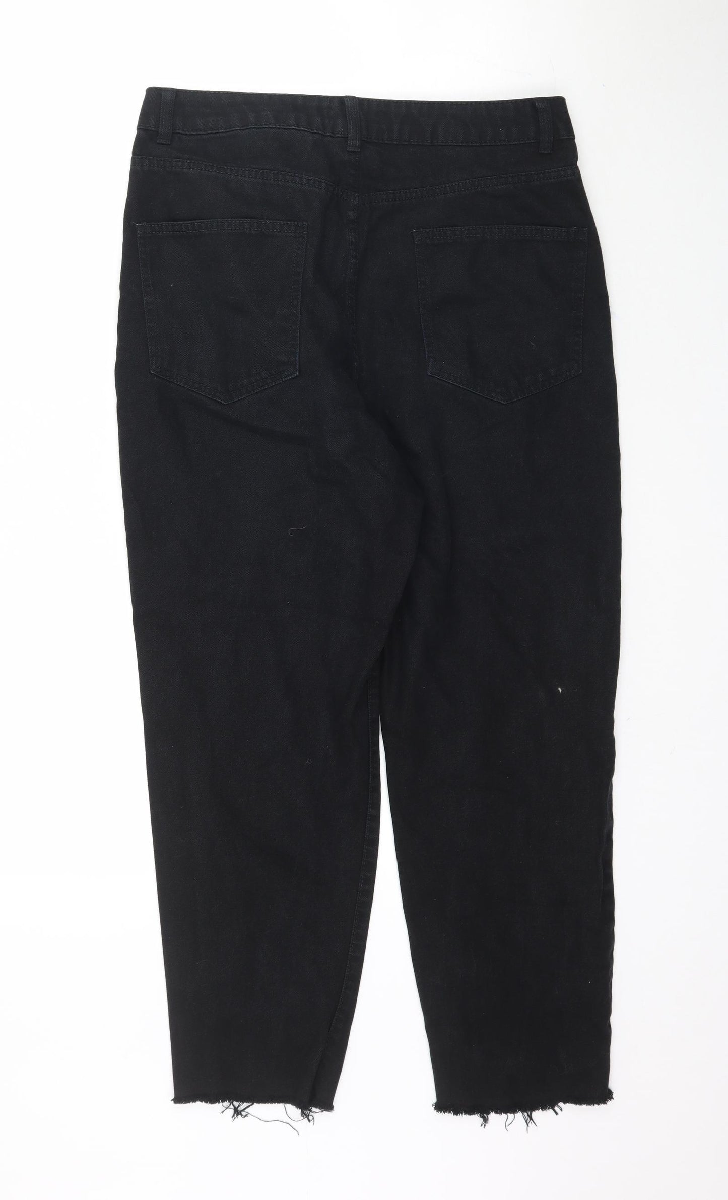 Bershka Womens Black  Denim Mom Jeans Size 12 L26 in - Raw hem