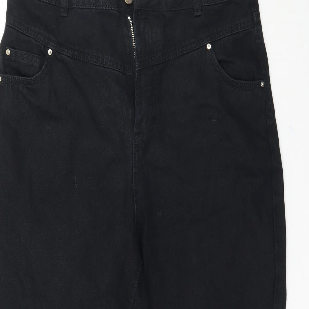 Bershka Womens Black  Denim Mom Jeans Size 12 L26 in - Raw hem