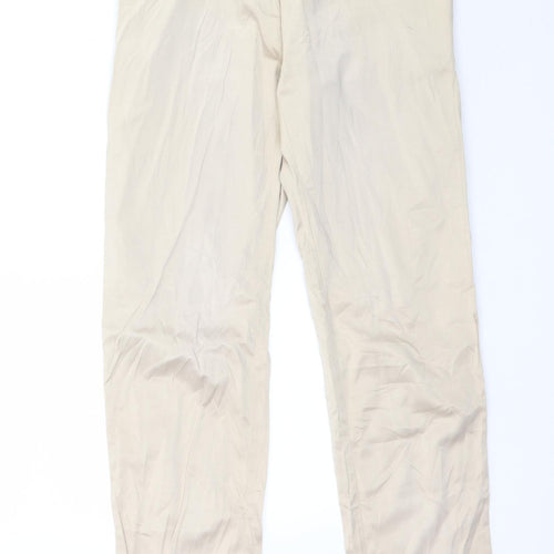 Preworn Womens Beige  Satin Trousers  Size XS L27 in - Shiny Satin Feel