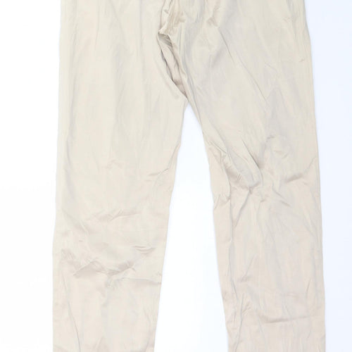 Preworn Womens Beige  Satin Trousers  Size XS L27 in - Shiny Satin Feel
