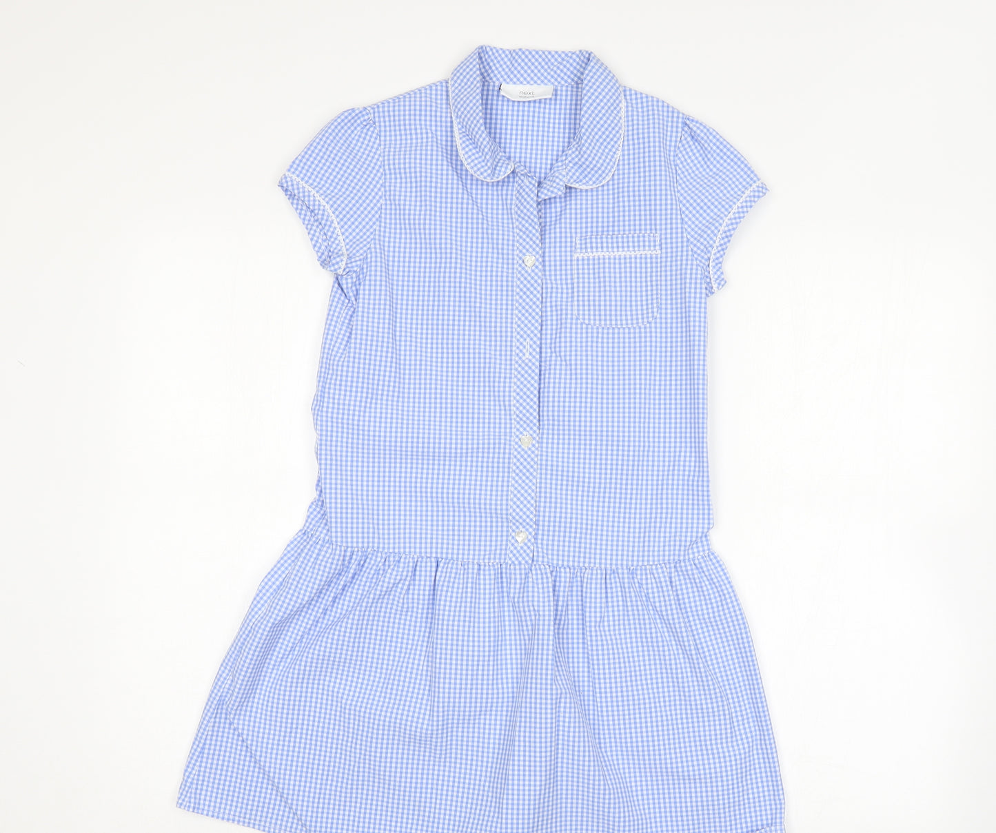 NEXT Girls Blue Plaid  Shirt Dress  Size 9 Years