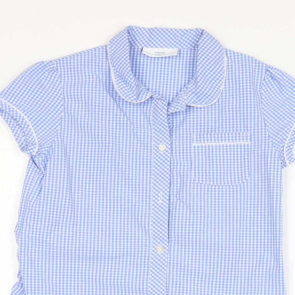 NEXT Girls Blue Plaid  Shirt Dress  Size 9 Years