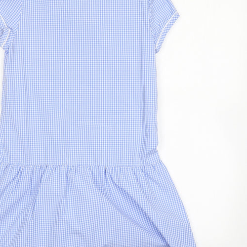 NEXT Girls Blue Plaid  Shirt Dress  Size 9 Years
