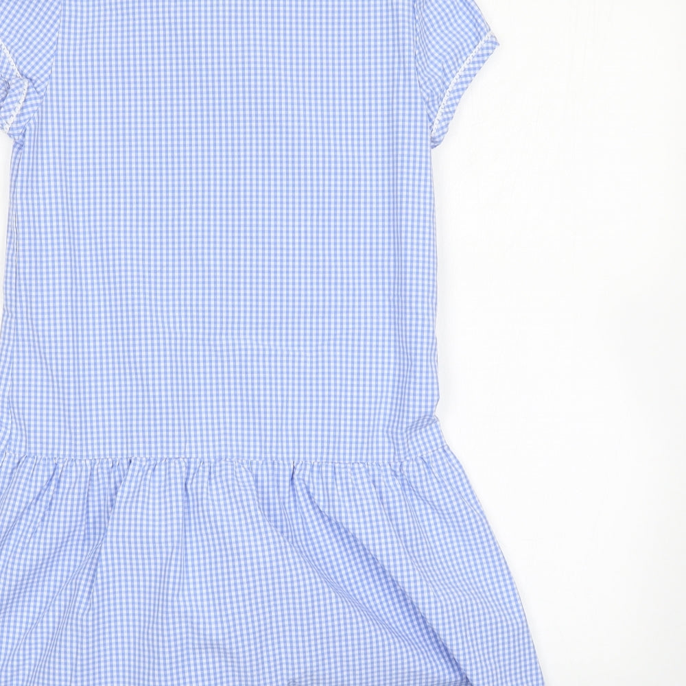 NEXT Girls Blue Plaid  Shirt Dress  Size 9 Years